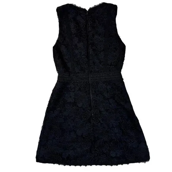 Alice + Olivia Lennon V-Neck Black Lace Mini Cocktail Dress Women's 4 Scalloped - Picture 4 of 16